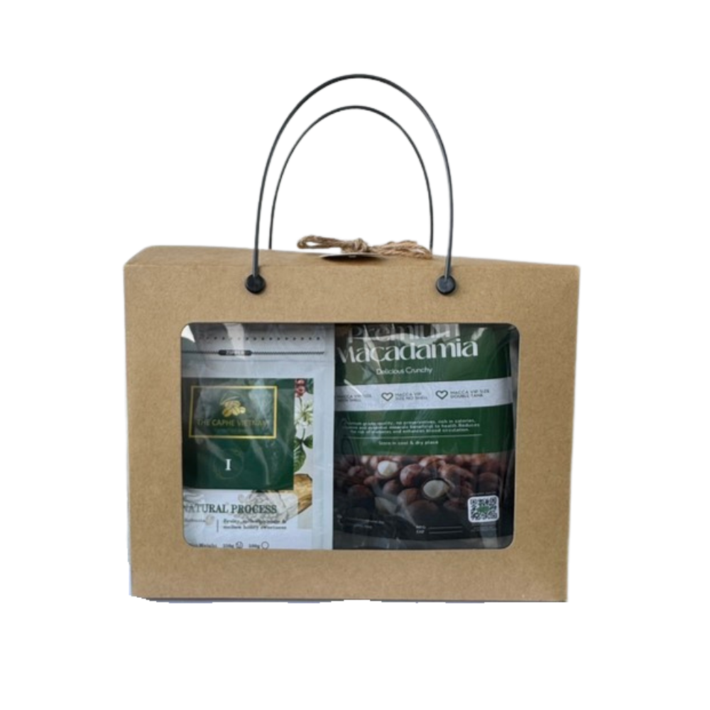 Combo of 2 - Natural Process Whole Bean Coffee 500g | Premium Macadamia Nuts VIP Size 500g