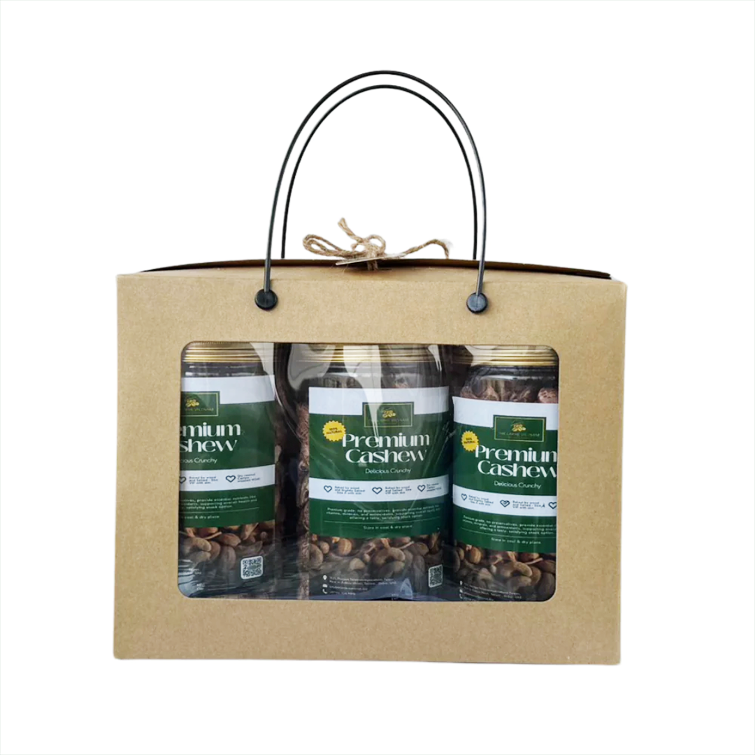 Premium Wood Fire Cashew Nuts, Salted Cashews with Skin, Pack of 3 - 500g Per Box