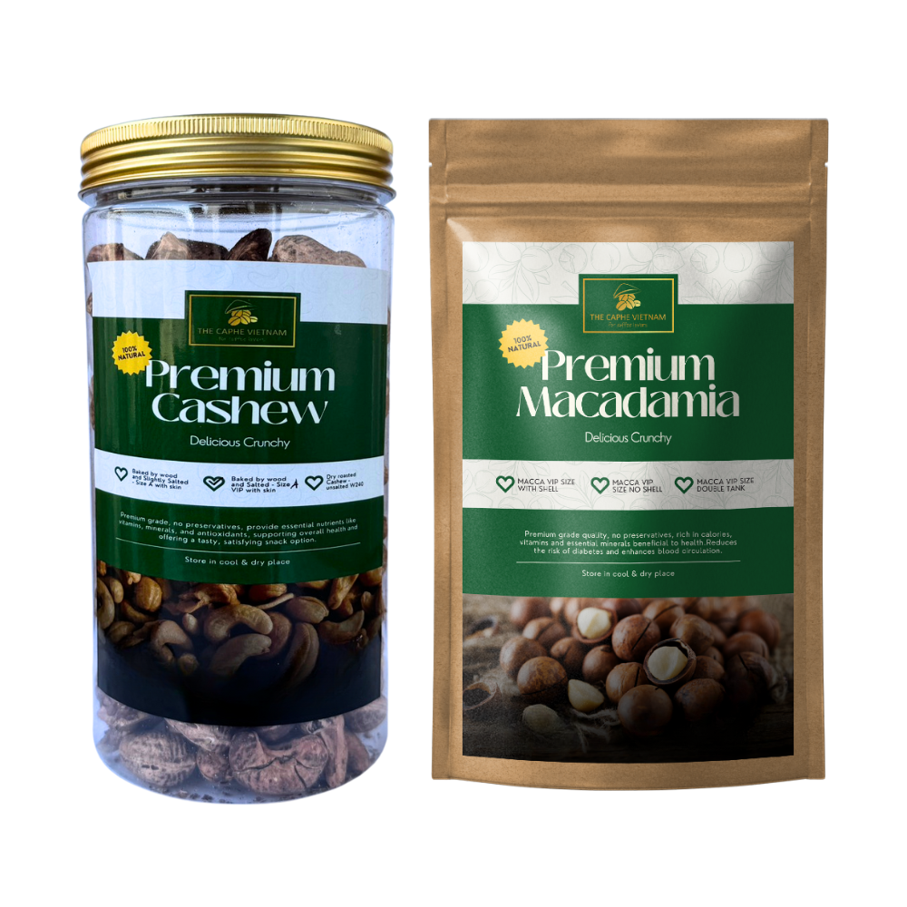 Combo of 2 - Premium Wood Fire Cashew Nuts, Salted 500g | Premium Macadamia Nuts VIP Size 500g