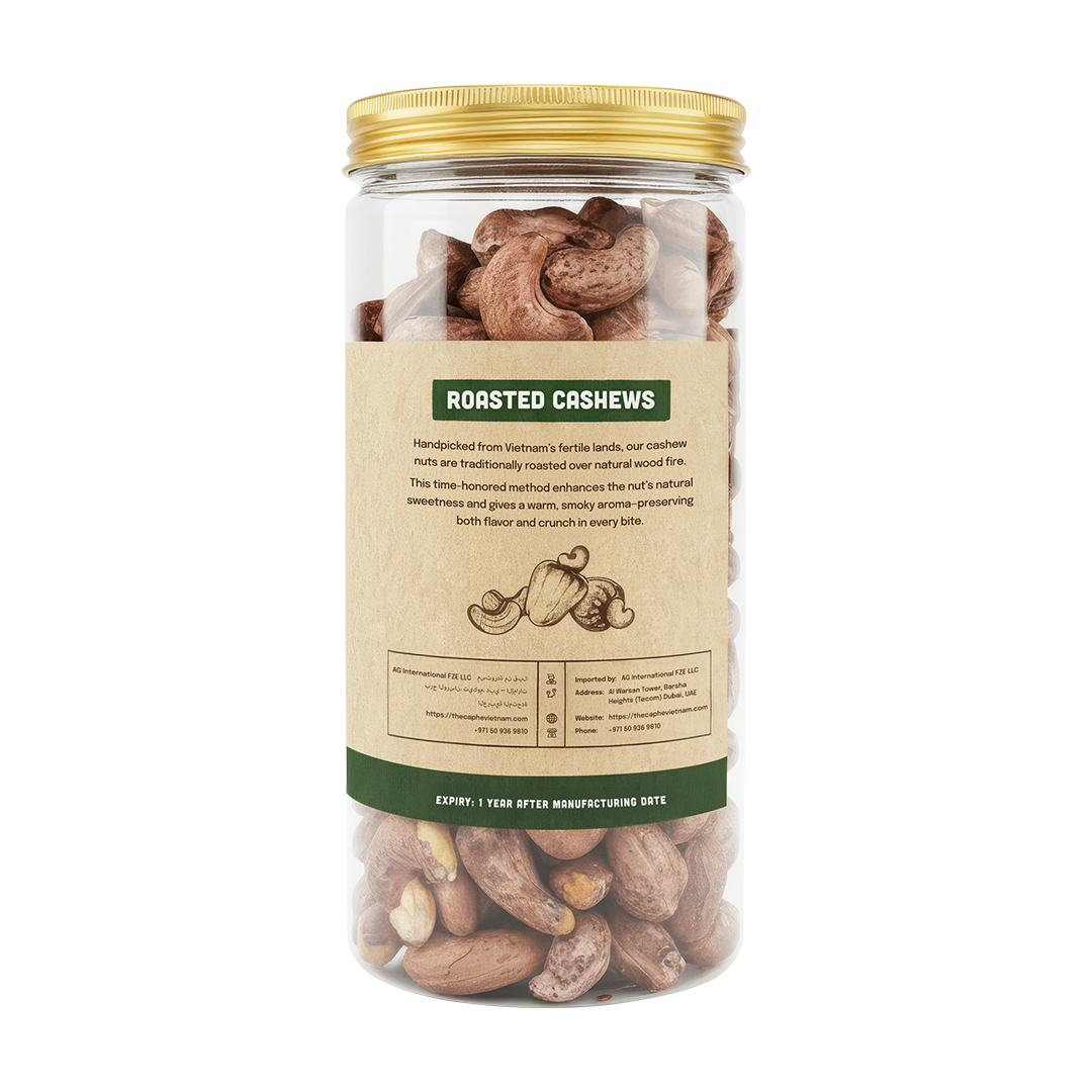 Premium Wood Fire Cashew Nuts, Salted Cashews with Skin Size A, Pack of 3 - 500g Per Box