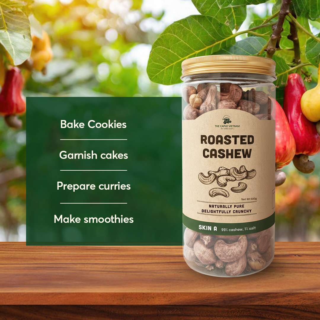 Premium Wood Fire Cashew Nuts, Salted Cashews with Skin Size A, Pack of 3 - 500g Per Box