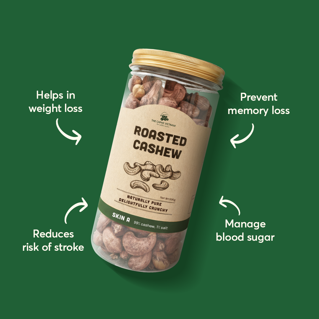 Premium Wood Fire Cashew Nuts, Salted Cashews with Skin Size A, Pack of 3 - 500g Per Box