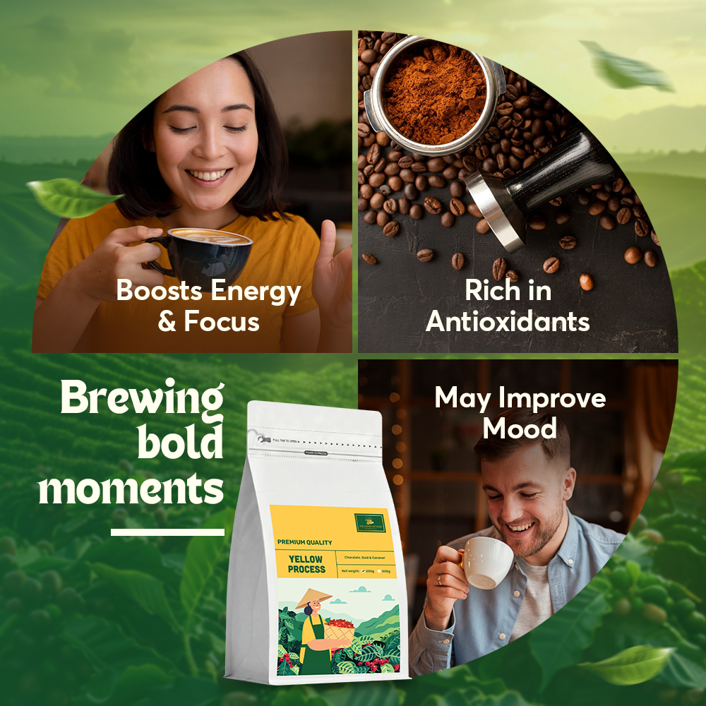 Combo Gift Set - Premium Quality Yellow Process 250g + Cinnamon Orange + Vietnamese Phin Filter (Red)