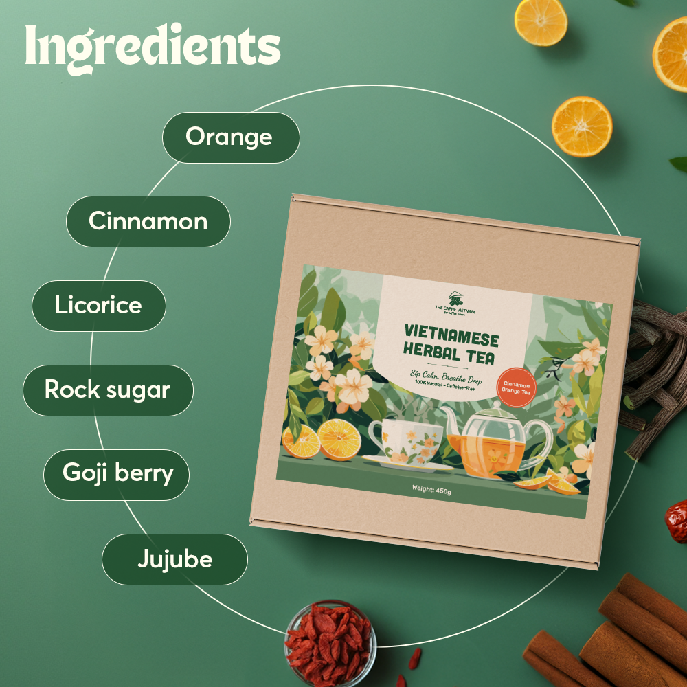 Combo Gift Set - Premium Quality Yellow Process 250g + Cinnamon Orange + Vietnamese Phin Filter (Red)