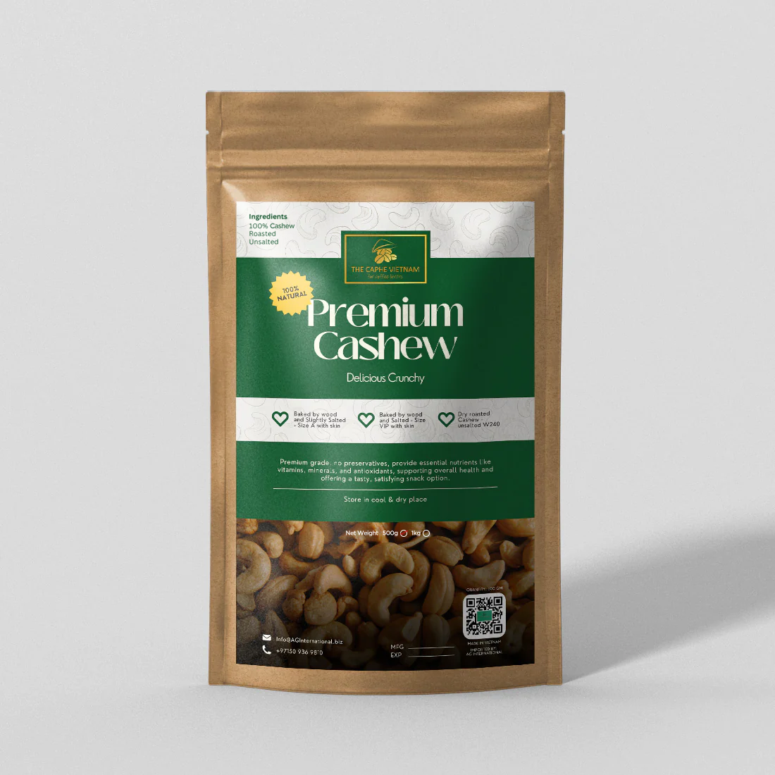 Roasted Cashew nut without skin-unsalted W240