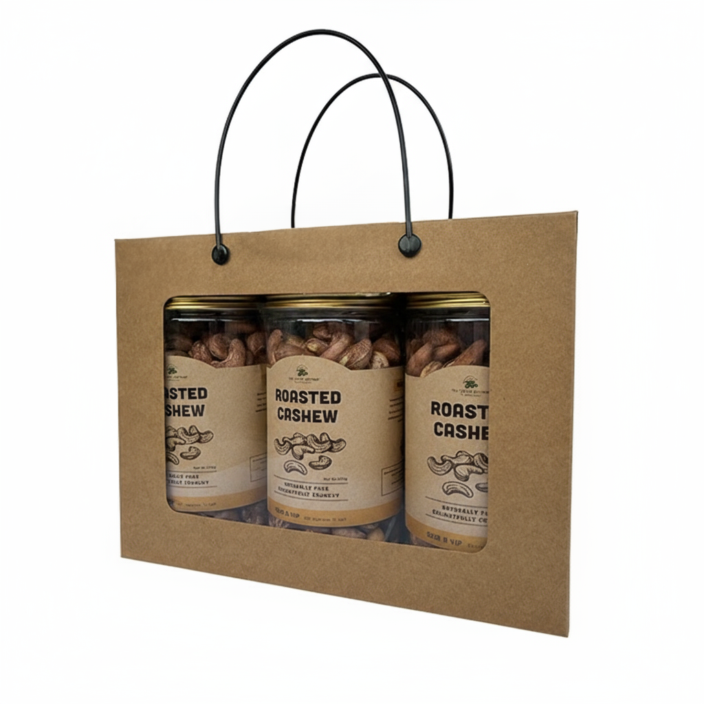 Premium Wood Fire Cashew Nuts, Salted Cashews with Skin, Pack of 3 - 500g Per Box