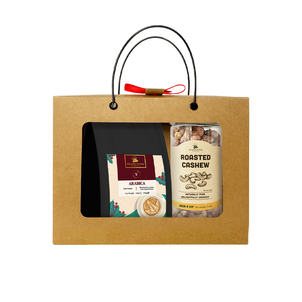 Combo Gift Set - Specialty Arabica Whole Bean 500g + Roasted Cashew with Skin A VIP 500g